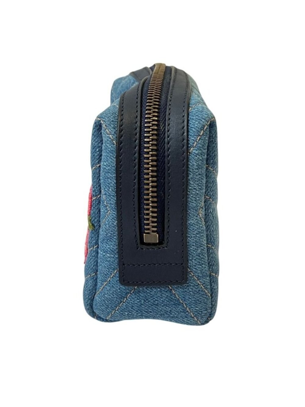 Gucci GG Marmont Denim Makeup Pouch Blue Pre Owned - Picture 4 of 13